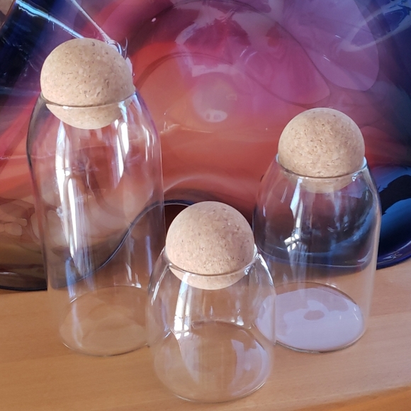 NWT Wondrwood tapered cork & glass storage jars 3 - Picture 9 of 12